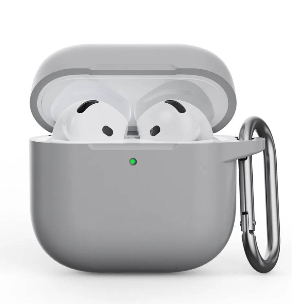 Силиконовый чехол c карабином для AirPods 4 Серый