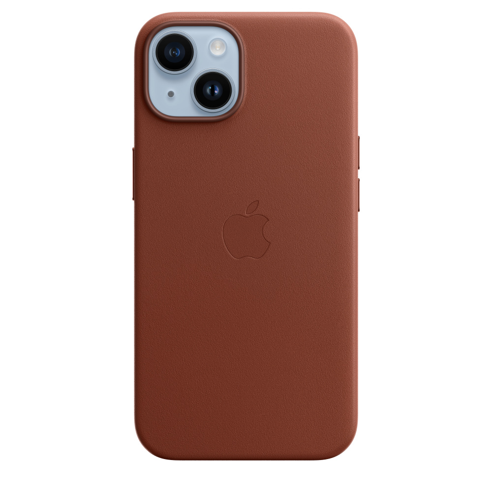 Кожаный чехол для iPhone 14 Коричневый