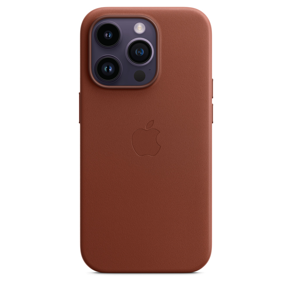 Кожаный чехол для iPhone 14 Pro Коричневый