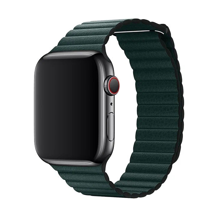 Ремешок Leather Link для Apple Watch 38/40/41 mm темно-зеленый