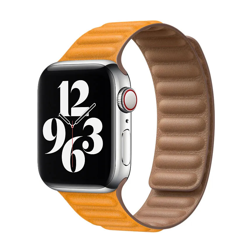 Ремешок Leather Link для Apple Watch 38/40/41 mm светло-оранжевый