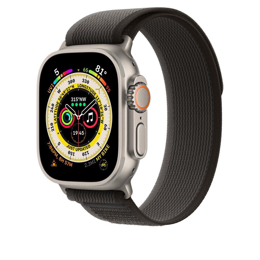 Ремешок для Apple Watch Ultra Trail Loop 49mm Black/Gray - S/M черно-серый