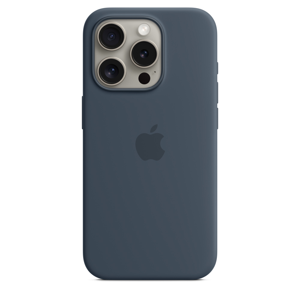 Силиконовый чехол для iPhone 15 Pro Max Штормовой синий